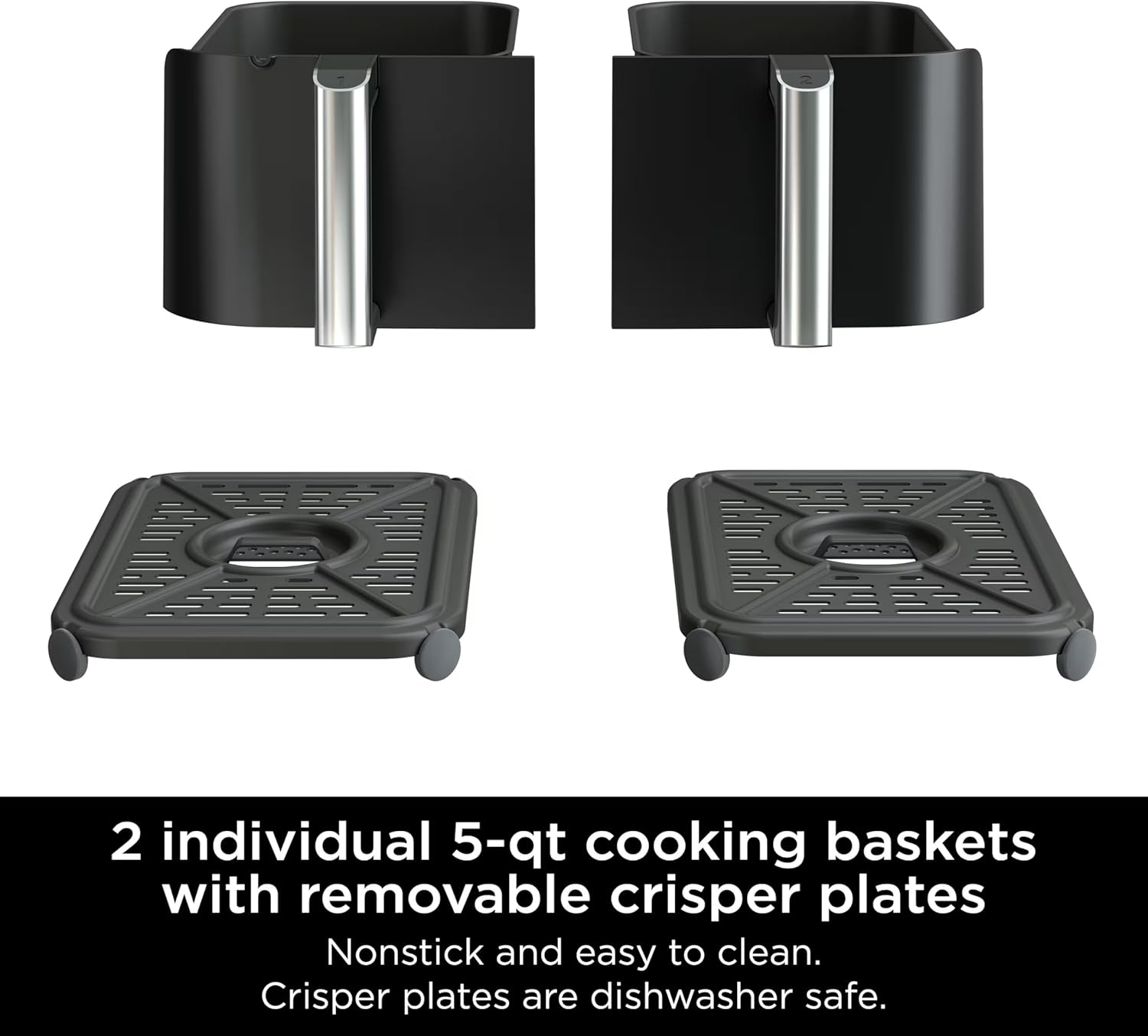 Ninja R-AD300CO Foodi 6-in-1 10-qt. XL 2-Basket Air Fryer with DualZone Technology, Black - Certified Refurbished