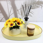 Spsyrine Yellow Plastic Serving Tray for Ottoman, Coffee Table, Oval Decorative Tray for Entertaining, Outdoor, Living Room, Home Decor