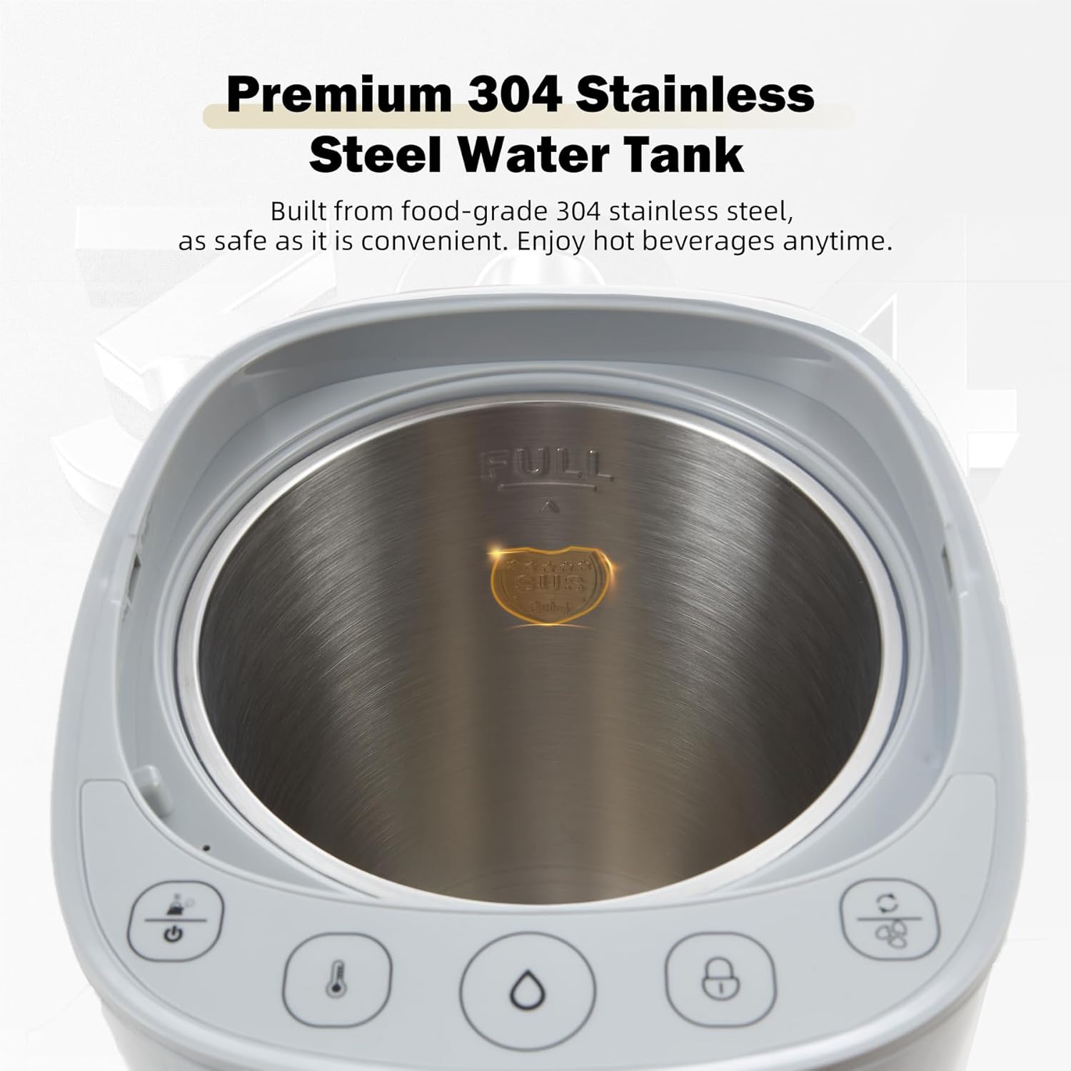 OCTAVO Water Boiler & Warmer 5 Liter, 304 Stainless Steel Water Tank, 700 Watt 6 Adjustable Water Temperature, LCD Touch Control Screen, Child Lock with Water Shortage Indicator