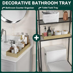 Bamboo Drawer Organizer - Extra Large Silverware & Utensil Organizer, 2 Pcs Toilet Toppers, Wooden Toilet Paper Basket (Gold, 17 X 6 X 2 Inch)