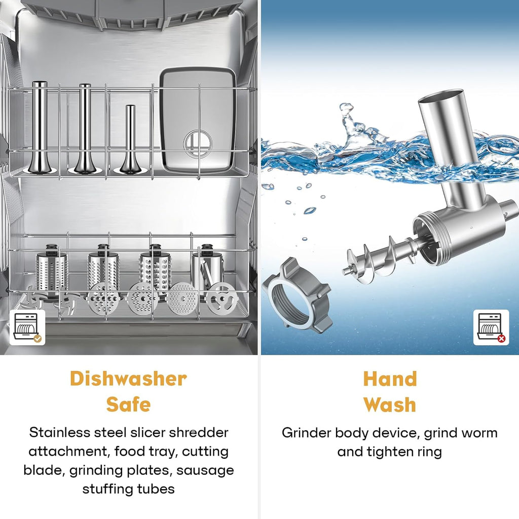 Meat Grinder & Stainless Steel Slicer Shredder Attachment for KitchenAid Stand Mixer, Meat Grinder Attachment with Sausage Stuffing Set and Cheese Grater, For Kitchenaid Mixer Attachments