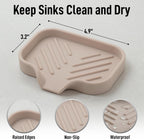 Zulay Kitchen Small Silicone Sponge Holder (4.9x3.3”) – Space-Saving Sink Organizer Tray for Sponge, Soap, Brush & More – Compact Non-Slip Dish for Kitchen & Bathroom (Ivory)