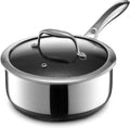 HexClad Hybrid Nonstick 3-Quart Saucepan with Tempered Glass Lid, Stay-Cool Handle, Dishwasher-Friendly, Oven-Safe Up to 900°F, Induction Ready, Compatible with All Cooktops