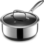 HexClad Hybrid Nonstick 3-Quart Saucepan with Tempered Glass Lid, Stay-Cool Handle, Dishwasher-Friendly, Oven-Safe Up to 900°F, Induction Ready, Compatible with All Cooktops