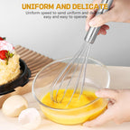 NileHome Stainless Steel Whisk Set 8" 10" Hand Blender + 12" Semi-Automatic Rotary Kitchen Whisk Kitchen Wisk Wire Whisks for Cooking, Whisking, Blending, Beating, Stirring- 3 Pack...