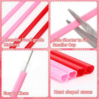 JANYUN 30 Pcs Pink Red Heart Shaped Straws, Reusable Valentines Plastic Drinking Straw for Valentines Day Party Favors Birthday Bridal Shower Wedding Supplies