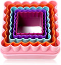 Cookie Biscuit Cutter Set, Two Side Cookie Cutters Plastic Set Multi-size Cake Fruit Vegetable Shapes Cutter Random color (Square Shaped, 5 Pack)