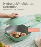 10.5 Inch(3.8QT) Deep Frying Pan,Non Stick Frying Pans Cast Aluminum,Ti-Ceramic Non Toxic Pix Pan with Lid,Natural Wooden Spatula and Loofah Scrubber-Mint Haze