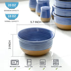 Hasense Porcelain Soup Bowls, 20 OZ Cereal Bowls Set of 6, Small Bowls for Kitchen, Great for Cereal, Snack, Rice, Soup, Ice Cream, Dessert, Dishwasher and Microwave Safe, Purple
