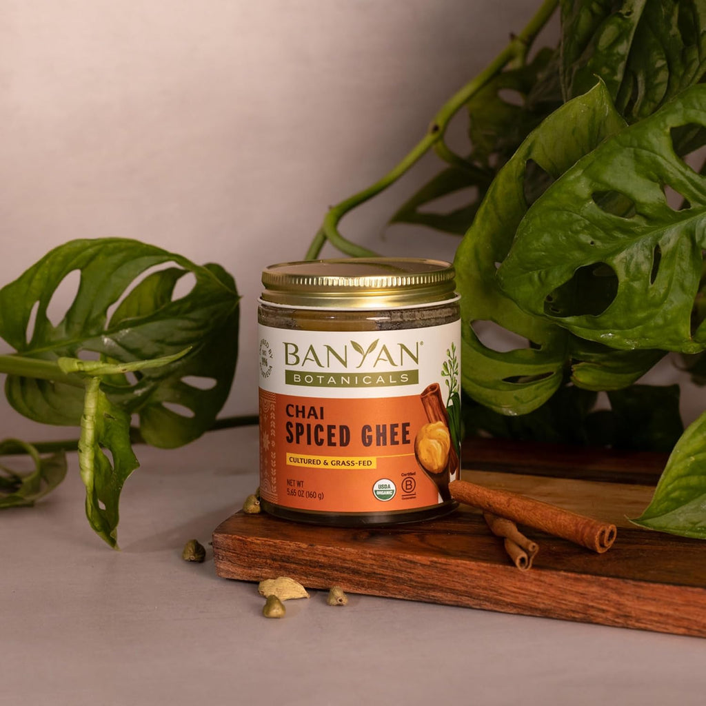 Banyan Botanicals Chai Spiced Ghee – Cultured Organic Ghee (Clarified Butter) with Cinnamon & Cardamom – Tasty Oil & Butter Alternative for Cooking & Baking – 5.65 oz – Non-GMO Gluten Free Vegetarian