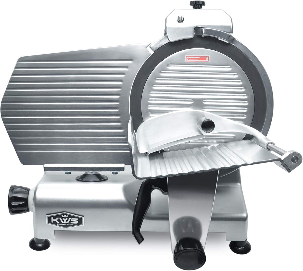 KWS MS-12NT Premium Commercial 420w Electric Meat Slicer 12-Inch Non-sticky Teflon Blade, Frozen Meat/Cheese/Food Slicer Low Noises Commercial and Home Use [ ETL, NSF Certified ]