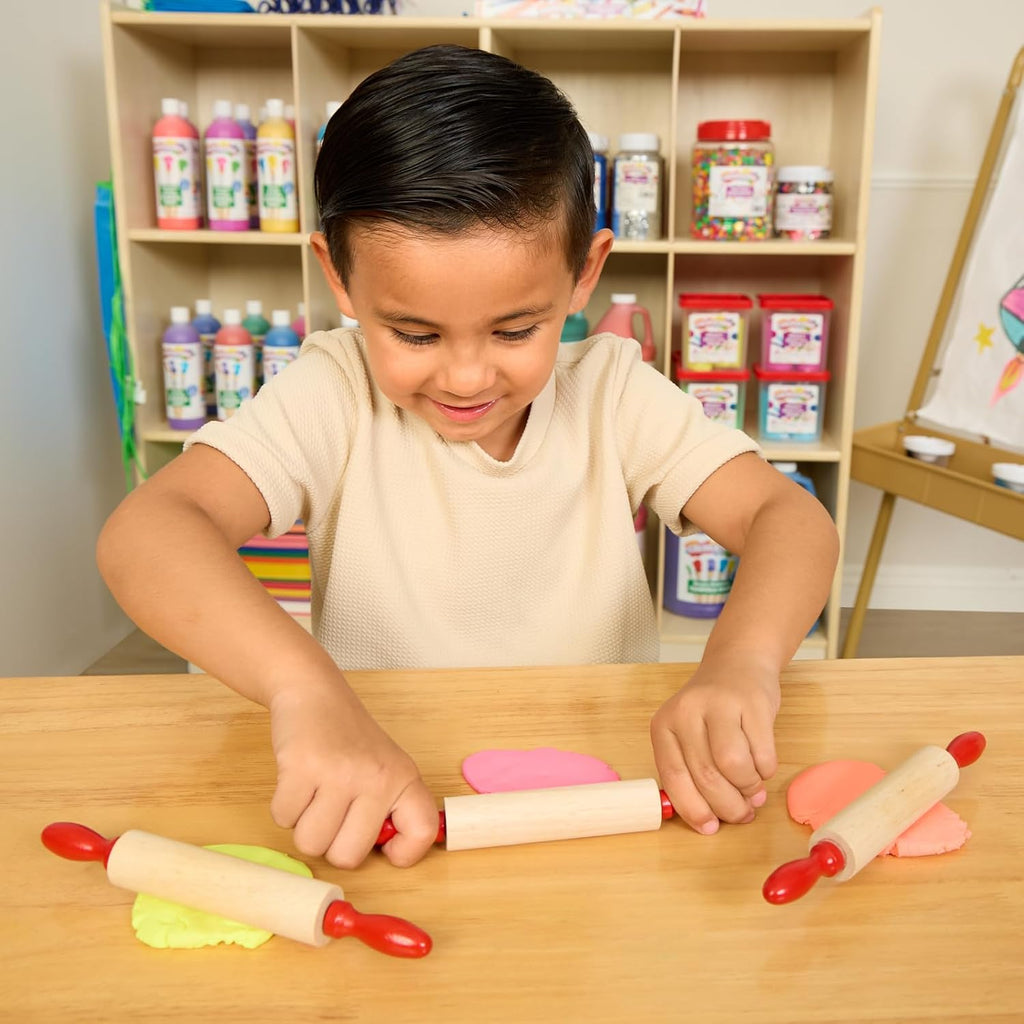Colorations Natural Wood Rolling Pins, Set of 6, for Kids, Arts & Crafts, 7 Inches x 1 Inch (d), Class Pack, Party Pack, Dough, Clay, Sculpting, 6RP