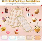 Silicone Muffin Pans for Baking 2 Pack, 2.6 Inch with Metal Reinforced Frame, Regular Size Nonstick Cupcake Pan 12 Cups for Baking Homemade Muffins, Dishwasher Safe BPA Free-Light Yellow