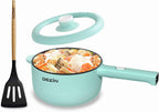 Dezin Electric Cooker, 2L Non-Stick Sauté Pan, Rapid Noodles Mini Pot for Steak, Egg, Fried Rice, Ramen, Oatmeal, Soup with Power Adjustment, College Dorm Room Essential