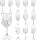 Plastic Wine Glasses，Plastic Goblets Vintage Style Cordial Drinking Glasses for Wedding Reception, Grand Event Party Supplies (12, transparent)