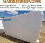 Koville African Natural Marble French Rolling Pin, 12inch Non-Stick Rolling Pin for Baking, Dough Roller for Pasta, Dumpling, Fondant, Pie, Bread, Pizza, Kitchen Baking Tools(Namib Fantasy)
