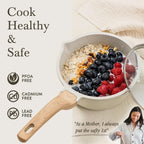 CAROTE 1.8Qt Sauce Pan Set with Lid Nonstick Saucepan Non Stick Sauce Pots Cooking Pot with Pour Spout, Easy to Clean, Small Kitchen Pots Induction Pot, PFOA FREE (White Granite)