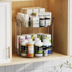 LAMU 12 inch 2 Tier Lazy Susan Turntable Organizer Rotating Spice Rack Organization for Cabinet, Kitchen, Pantry, Countertop, Bathroom, Vanity, Medicine Cabinet Organizer, Grey