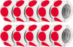 Perco Red 3-Inch Perforated Circle Dot Sticker Labels — 10 Rolls, 5,000 Round Stickers — with Permanent Adhesive for Moving Boxes, Sale Signage, Displays, Status Messaging—Made in USA