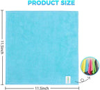 15pcs Microfiber Cleaning Cloth Lint Free, Absorbent, Streak Free, Non-Abrasive, Reusable and Washable，Cleaning Towels with 5 Color Assorted,11.5"X11.5"(Green/Blue/Yellow/Pink/Grey)