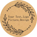 Custom Stickers Kraft Paper Labels Personalized Withe Text, Business Logo Customized Food Jars Labels Bakery Label Sticker Package Favor Canning Circle 100pcs (Style 6)