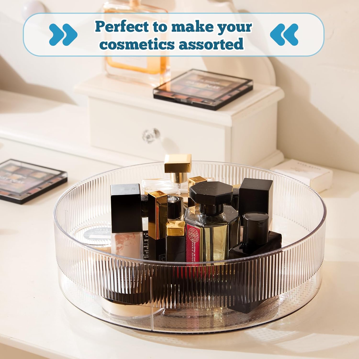 FreshKeeper Plastic Lazy Susan Organizer, Clear Pantry Lazy Susan Turntable for Cabinet and Kitchen 11’’