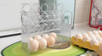 Auto-Flip egg storage for refrigerator，side fridge storage rack egg tray for refrigerator，Eggs Holder Countertop with Timers, Space-Saving Eggs Dispenser for Refrigerator, 30 Eggs Container for