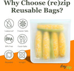 (re) zip 4-Piece Reusable Food Storage Bag Kit – Leakproof, Airtight, BPA-Free, Food-Safe PEVA – Freezer Safe & Travel Friendly – Includes 1 Gallon, 2 Sandwich & 1 Snack Bag