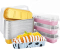 50 PCS Multiple colors Mini Loaf Pans with Lids, 6.8oz Cake Pans for Baking, Disposable Mini Aluminum Foil Loaf Pans, for Party Individual Serving.