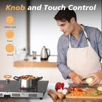 2 Burner Electric Cooktop 110V - 24 Inch Ceramic Stove Top Countertop & Built-in, 2000W Two Burner Radiant Electric Cook Top with LCD Touch & Knob Control, Timer, Safety Lock, 120V Plug in