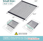Ohuhu Roll Up Dish Racks, 16.5" L x 13" W Over The Sink Dish Drainer Drying Rack Kitchen Sink Organizer Silicone Wrapped Large in Sink Dish Drying Rack Foldable Rolling Drain Mats Anti-Slip