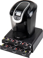 Mind Reader Single Serve Coffee Pod Organizer with 2 Drawers, 72 Pod Capacity, Countertop, 14"L x 12.25"W x 4.75"H, Black