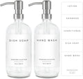 Emerson Essentials Soap Dispenser for Kitchen, Dish Dispenser for Kitchen, Bathroom Hands Set, Glass Bottles with Pump and Labels - 16 Oz, 2 Pack
