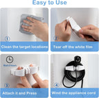 Cord Organizer for Appliances, 8 Pack Upgraded Kitchen Appliance Cord Organizer Stick On Appliance Wire Organizer Wire Wrapper for Kitchen Appliances Mixers, Coffee Maker, Pressure Cooker