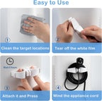 Cord Organizer for Appliances, 12 Pack Upgraded Kitchen Appliance Cord Organizer Stick On Appliance Wire Organizer Wire Wrapper for Kitchen Appliances Mixers, Coffee Maker, Pressure Cooker