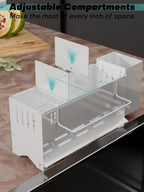 Sponge Holder for Kitchen Sink, Space-Saving Sink Caddy with Brush Holder, Kitchen Countertop Organizers and Storage Essentials