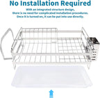 Stainless Steel Dish Racks for Kitchen Counter - Large Dish Drying Rack with Pull Drain Tray, Over The Sink Dish Drainer Drying Rack for Small Spaces, Durable for Countertop Sink