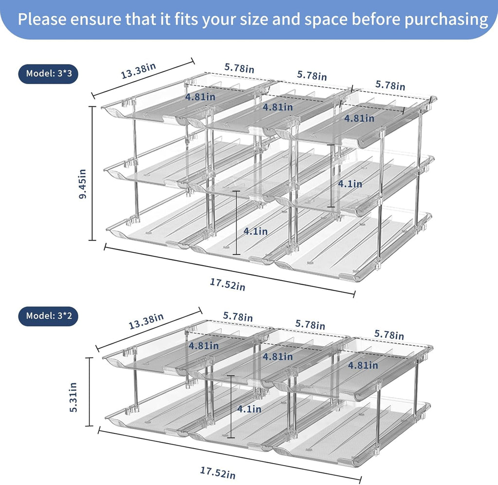 Can Organizer for Pantry Free Combination Can Dispenser,Clear 2 Pack 2 Tier Storage Rack for 48 Cans Suitable for Cabinet Pantry Fridge Countertop (3 * 2)