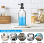 ARKTEK 2 Pack Refillable Glass Soap Dispenser - Rust Proof Stainless Steel Pump, 17 Oz/ 500 ML, Black