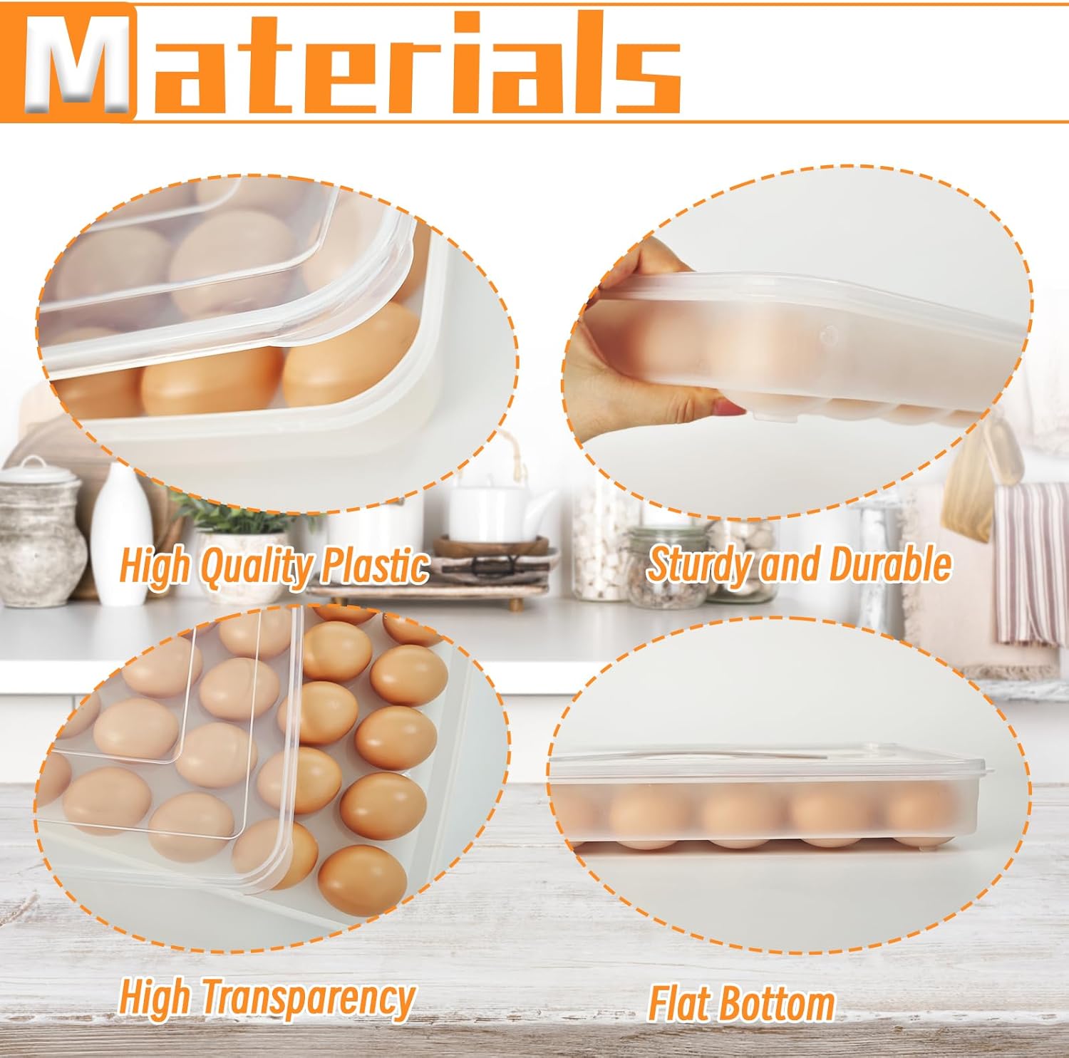 Easter Covered Egg Holder,Deviled Egg Containers with Lid,Stackable Plastic Egg Storage Container for Fridge,Thanksgiving Party,Keep Fresh,Kitchen Supplies(30 Eggs)