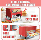 Commercial Conveyor Toaster 450 Slices/Hour Red Conveyor Toaster 3 Modes/7 Speeds Stainless Steel Tabletop Toaster for Toast, Bagels and Other Baked Breads