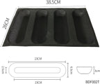 Bluedrop Silicone Bread Forms For Hot Dog Baking Molds Sandwich Making Sheet 4 Cavities 9 inches Loaf Eclair Mats