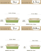 MALACASA Bakeware Set of 4, Porcelain Baking Pans Set for Oven, Casserole Dish, Ceramic Rectangular Baking Dish Lasagna Pans for Cooking Cake Kitchen, Green (9.4"/11.1"/12.2"/14.7"), Series BAKE.BAKE