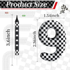 13 Pcs Racing Cars Themed Birthday Candles Black and White Race Number 9 Checkered Candle Cake Topper for Racing Car Party Decoration Supplies (Number 9)