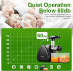 Juicer Machine, Aobosi Slow Masticating Juicers, Cold Press Juicer Machines with Reverse Function, Quiet Motor, High Juice Yield with Juice Jug & Brush for Cleaning (Matte Black)