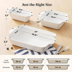 DOWAN Casserole Dishes for Oven, Baking Dishes Set, Ceramic Bakeware Sets of 3, Lasagna Pan Deep, Rectangular Baking Pan Set with Handles for Baking, Casserole, Kitchen, Wedding Gift, White (13''/8''/4'')