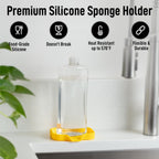 Zulay Kitchen Small Silicone Sponge Holder (4.9x3.3”) – Space-Saving Sink Organizer Tray for Sponge, Soap, Brush & More – Compact Non-Slip Dish for Kitchen & Bathroom (Yellow)