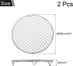 uxcell 2 Pcs Round Cooking Rack with Legs, Dia 9.8 Inch 304 Stainless Steel Barbecue Grill for Cooking Baking Barbecue Air Fryer Racks, Silver