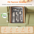 Lifewit Silverware Tray, Cutlery Drawer Organizer Storage for Kitchen, Plastic Flatware Utensil Holder Divider for Spoons Forks Knives Tableware, 4 Compartment, Gray