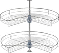 Dowell 32" Kidney Lazy Susan, 2 Shelves, Kitchen Base Corner Cabinet Organizer (Chrome 4001 270 32)